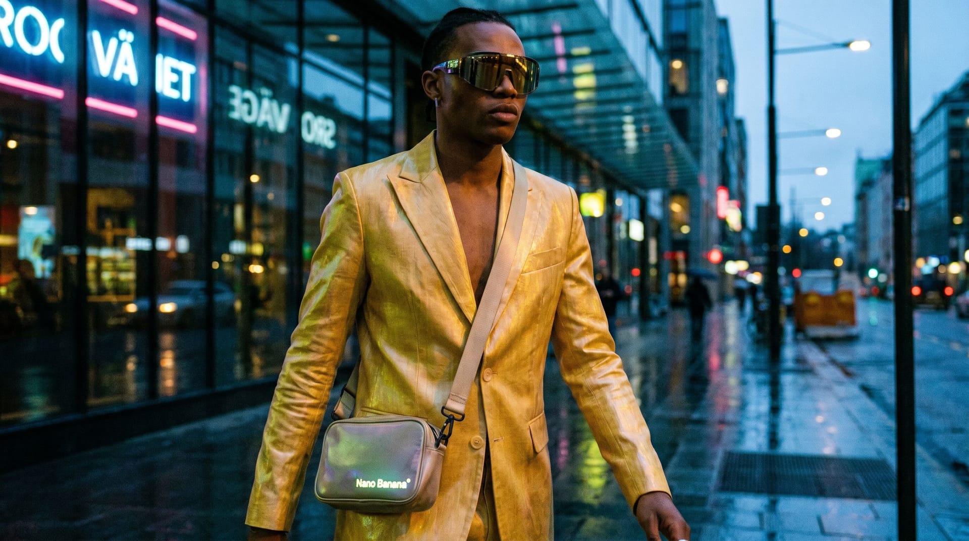 Nano Banana Prompt: Ultra-realistic cinematic fashion photograph of a stylish bl...
