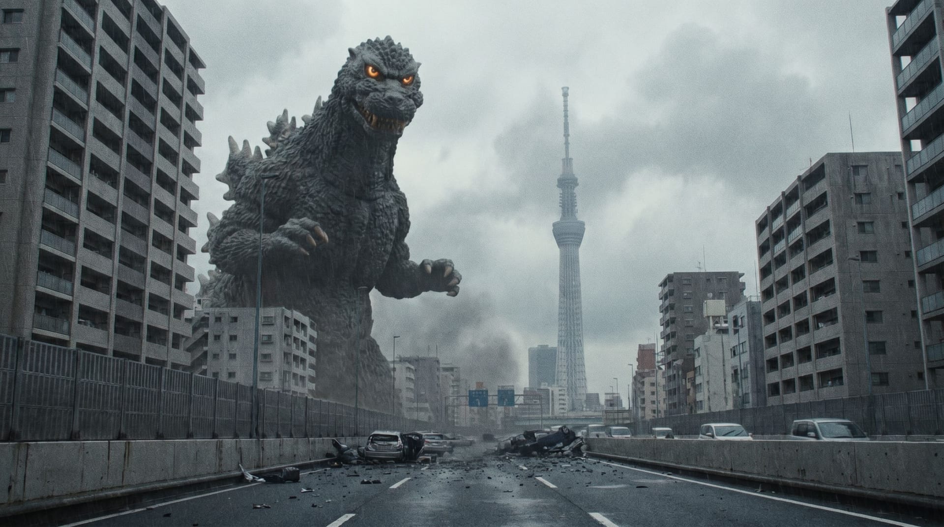 Godzilla in Tokyo Skytree District, 70s Style